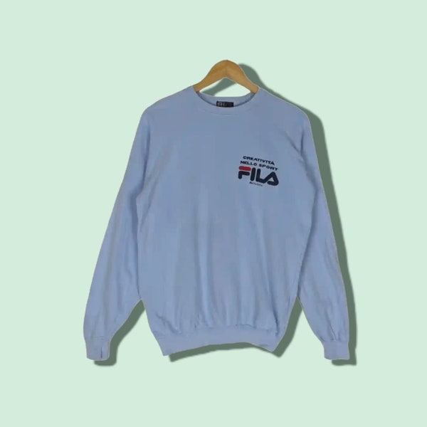 Vintage 90's FILA x BJORN BORG Sportswear Sweatshirt Fila Crewneck Bjorn Borg Jumper Fila Sweatshirt Bjorn Borg Sweater Blue Size Medium