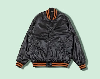 Vintage 80's Japan VALIO SPORTSWEAR Varsity Style Jacket Vintage Varsity Jacket College jacket Sportswear Jacket Black Size Large