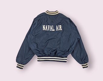 Vintage NAVAL AIR McLean Baseball Varsity Jacket College Varsity Jacket Navy Size Large