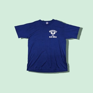 Vintage 90&#39;s Mooresville High School Blue Devils Tennis Club T-Shirt US Open Wimbledon Blue Size XL