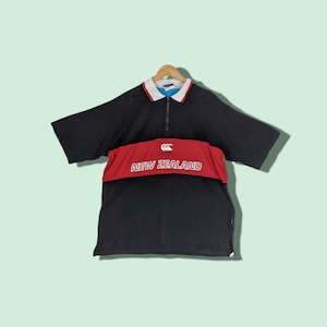 Vintage CANTERBURY Of New Zealand Polo Shirt Canterbury Of New Zealand Rugby Jersey Canterbury T-Shirt All Black Jersey Black Size XL