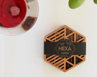 HEXA * Sous-verres en bois/plexi lot de 4