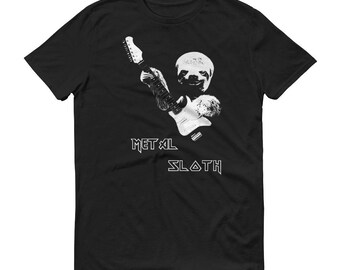 Metal Sloth Funny Sloth playing guitar musician Short-Sleeve T-Shirt