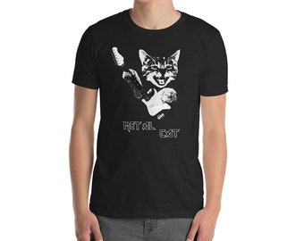 Heavy Metal Cat Funny guitar playing musician gift Short-Sleeve Unisex T-Shirt
