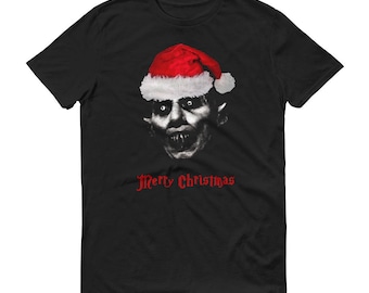Funny Goth Horror Nosferatu Vampire Santa Christmas Short-Sleeve T-Shirt