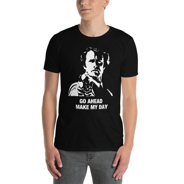 Allez-y Make My Day Dirty Harry Clint Eastwood fan cadeau T-shirt noir pour papa T-shirt unisexe