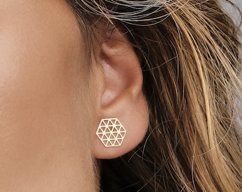 14 K Solid Gold Flower of Life Earrings