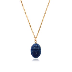 Lapis Lazuli and gold necklace, lucky blue fine stone pendant