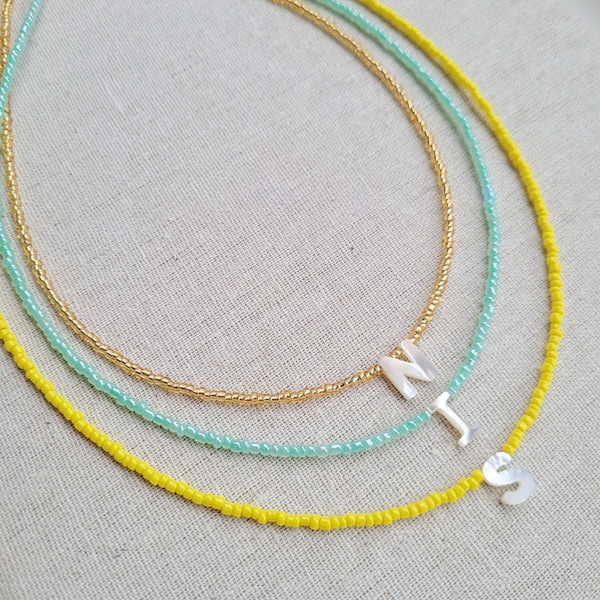 Personalised mother pearl shell letter bead necklace | Gifts for Her | Personalised Christmas gift | Letter Necklace | Bead Name Necklace