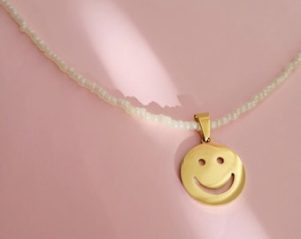 The Happy necklace | Customisable | Gift for Her | birthday gift | smile necklace | beaded necklace | personalised