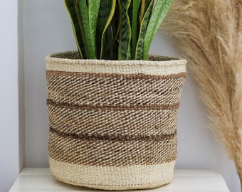 Panier tressé en fibre de bananier, jardinières tissées en sisal, paniers tissés africains, décoration d'intérieur tissée, paniers de rangement de jouets, cadeau de maman, cadeau de Noël