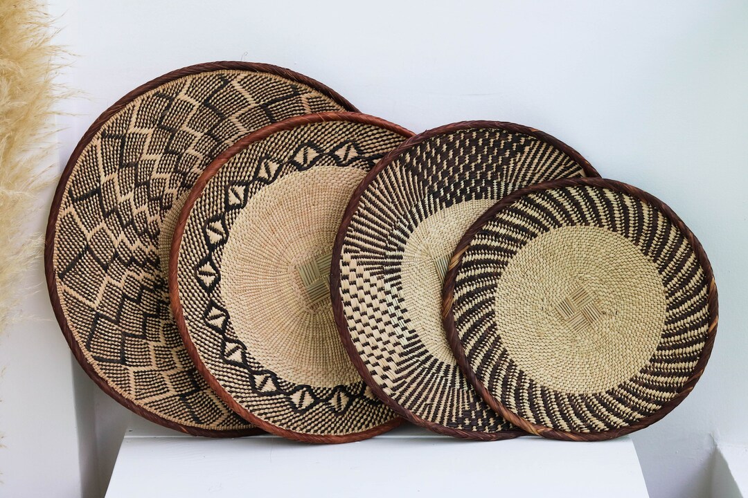 African Tonga Baskets, Binga Wall Baskets, Woven Wall Décor, Zimbabwe