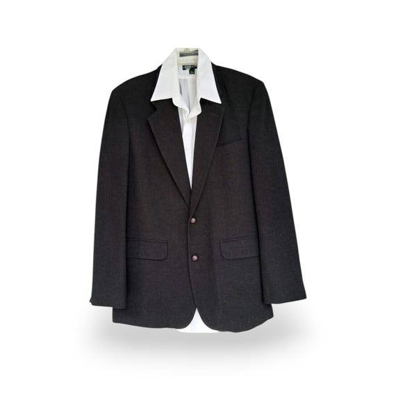 Perry Ellis, Vintage Perry Ellis Charcoal, Size 38 Chest, Rayon Wool Blazer Unisex Blazer, Oversized Ladies