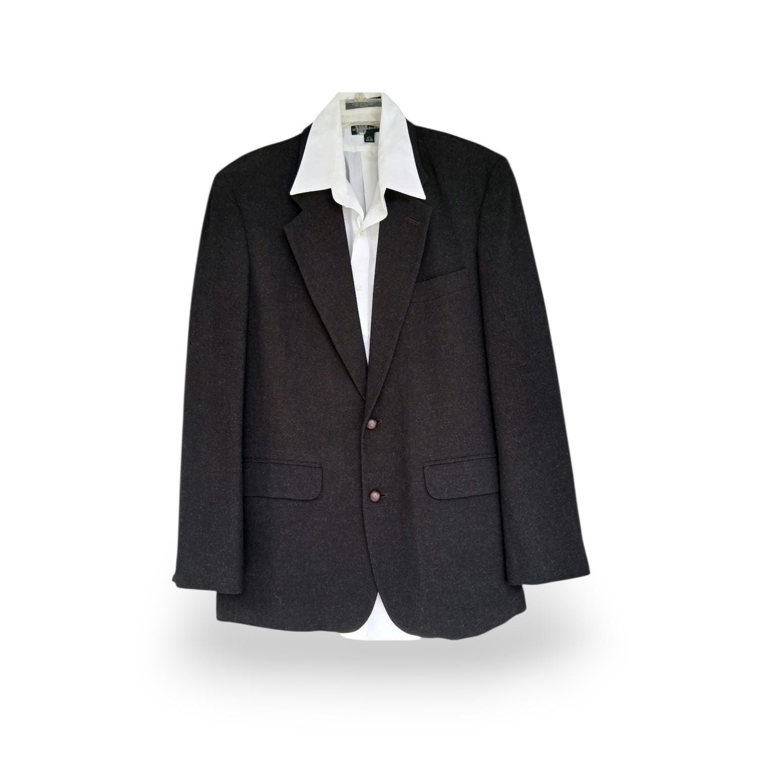 Perry Ellis, Vintage Perry Ellis Charcoal, Size 38 Chest, Rayon Wool Blazer Unisex Blazer, Oversized Ladies