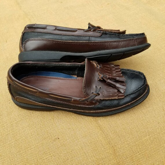 Vintage Chaps Loafers, Men's Size 8.5, Leather Preppy Shoes,black and Brown, Super Cleaned and Fresh