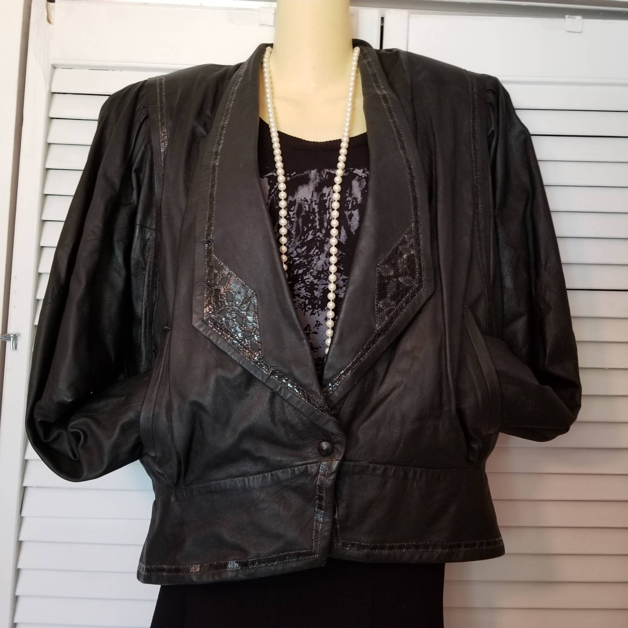 Vintage 80s Black Cropped Leather Jacket, Dolman Sleeves, Pockets, Trim, Good Vintage Condition, DEMIR Brand - Etsy Vintage 80s Black Cropped Leather Jacket, Dolman Sleeves, Pockets, Trim, Good Vintage Condition, DEMIR Brand - Etsy