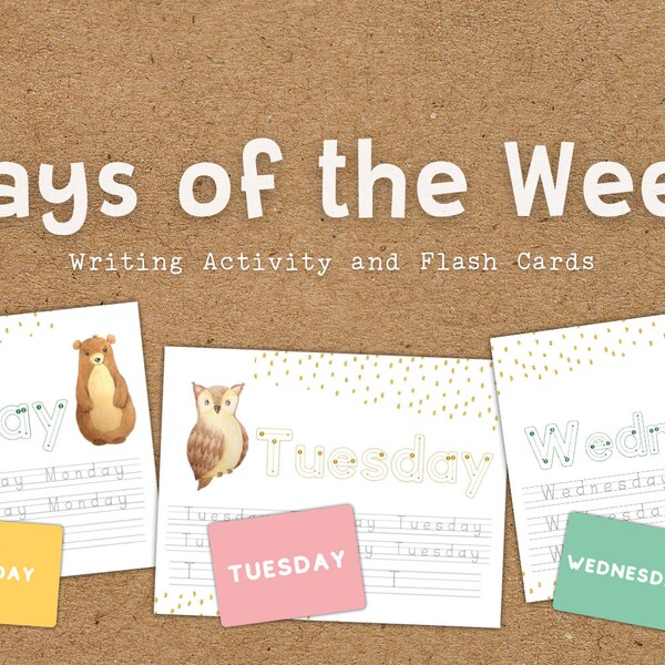 the report of the week merch Days of the Week Educational Worksheets and Flash Cards, Days of the Week Posters, Classroom Decor, Writing Practice, Early Learning Class