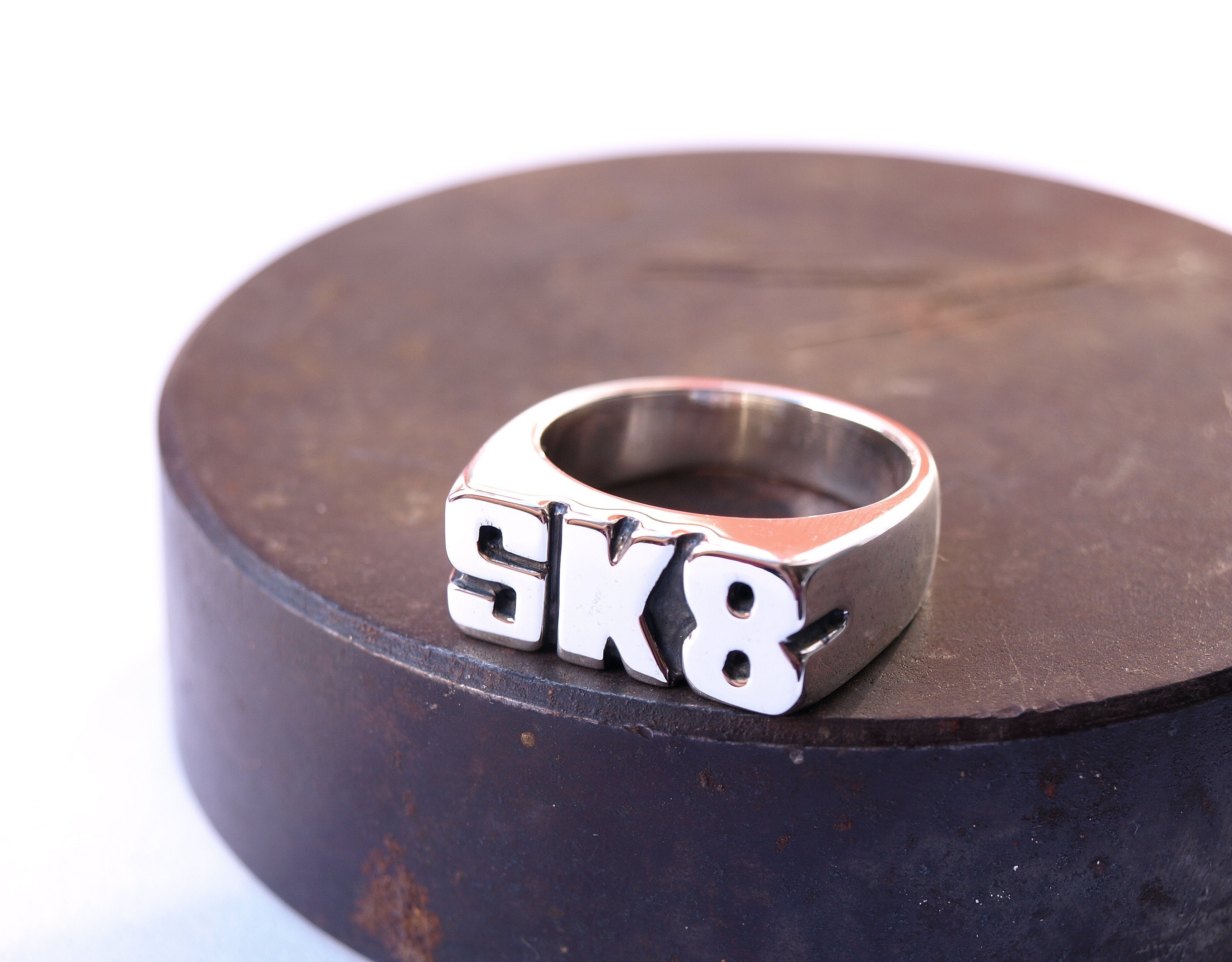 SK8 Ring skate silver big ring Etsy