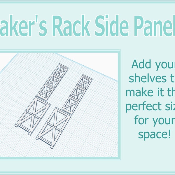 1:12 Dollhouse Baker's Rack Pannelli laterali File di stampa 3D STL Download istantaneo Tutte le scale Personalizza per il tuo spazio