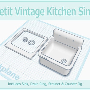 1:12 Dollhouse Petit Vintage Kitchen Sink 3D Print File STL Instant Download All Scales