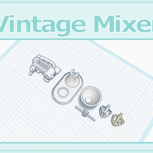 1:12 ドールハウス ビンテージ スタンドミキサー 3D プリントファイル STL 即時ダウンロード 全スケール モーターセクション 上げ下げ