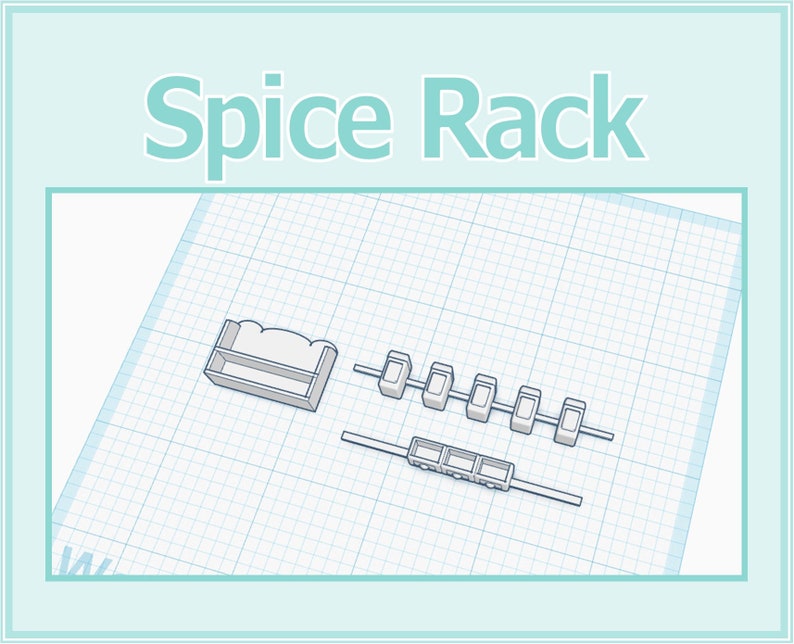 1:12 Dollhouse Spice Rack Removable Tins & Drawer 3D Print File STL ...