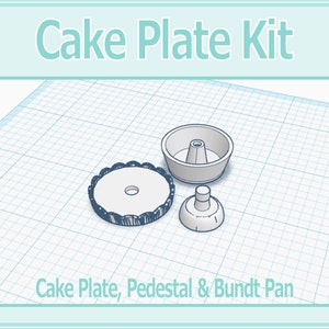 1:12 Dollhouse Fancy Cake Plate & Bundt Pan Set 3D Print File STL Instant Download All Scales