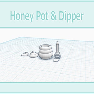 1:12 Dollhouse Honey Pot With Dipper & Lid 3D Print File STL Instant Download All Scales
