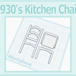 1:12 Dollhouse 1930&#39;s Style Kitchen Chair 3D Print File STL Instant Download All Scales