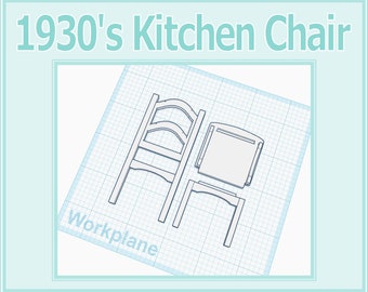 1:12 Dollhouse 1930's Style Kitchen Chair 3D Print File STL Instant Download All Scales