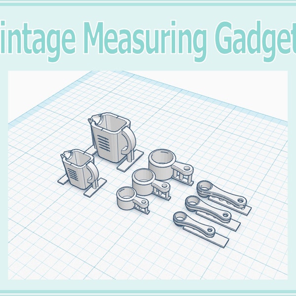 1:12 Dollhouse Vintage Kitchen Measuring Gadgets 3D Print File STL Instant Download All Scales