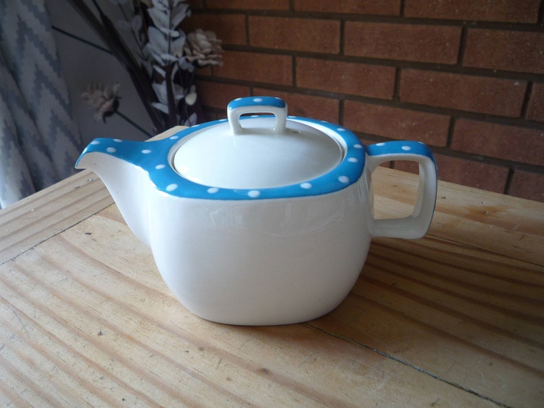 Midwinter Blue Domino Stylecraft Teapot by Jessie Tait