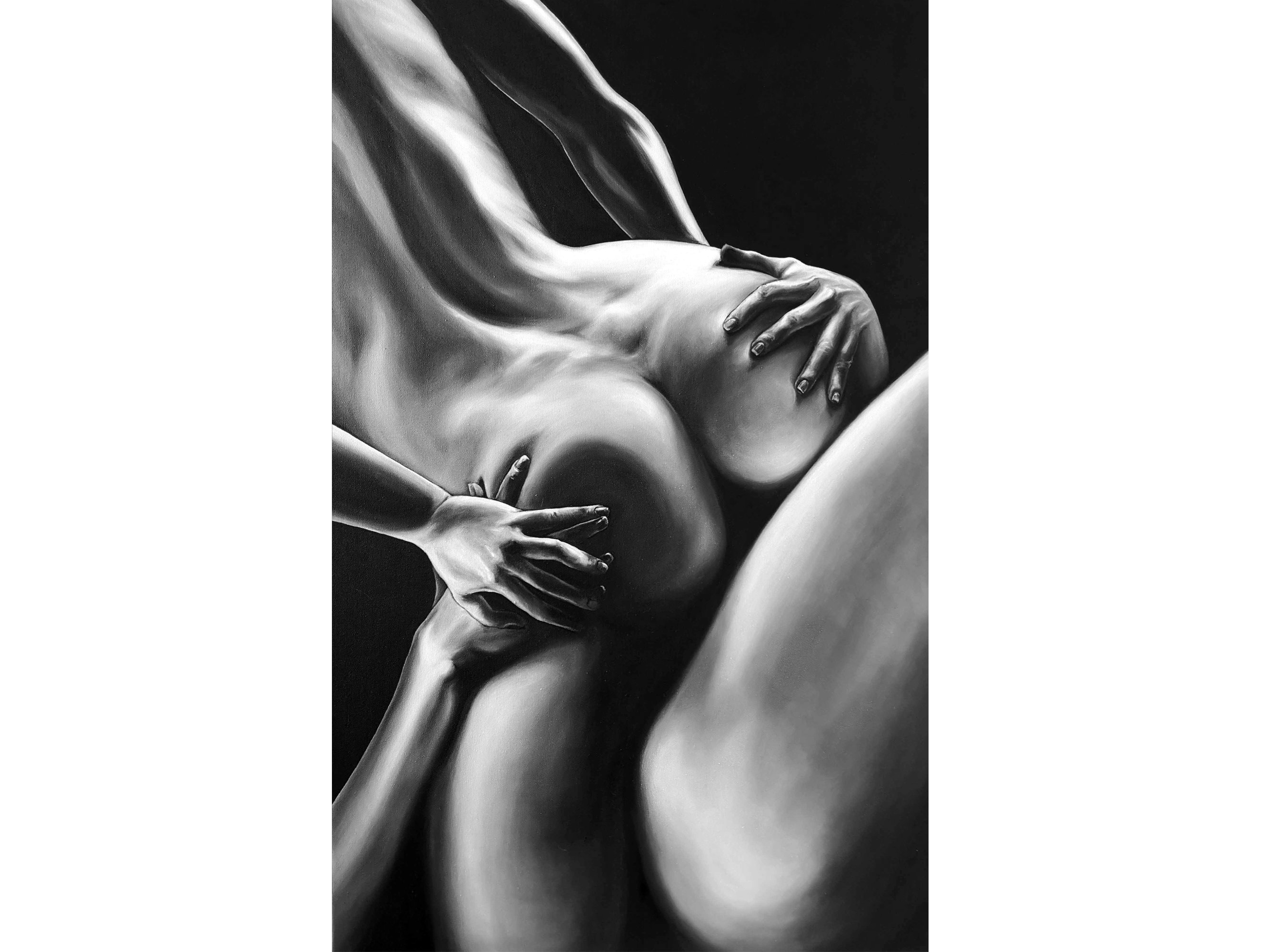 Canvas Print GIRLS GAME Contemporary Painting Large Middle Wall SEX Art Love Sexy Nude Naked Female figure Legs Passion Orgasm Home decor