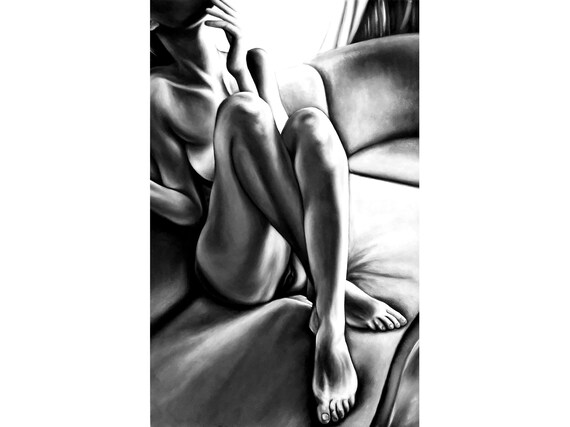 Canvas Print ON THE COUCH Contemporary Painting Large Middle