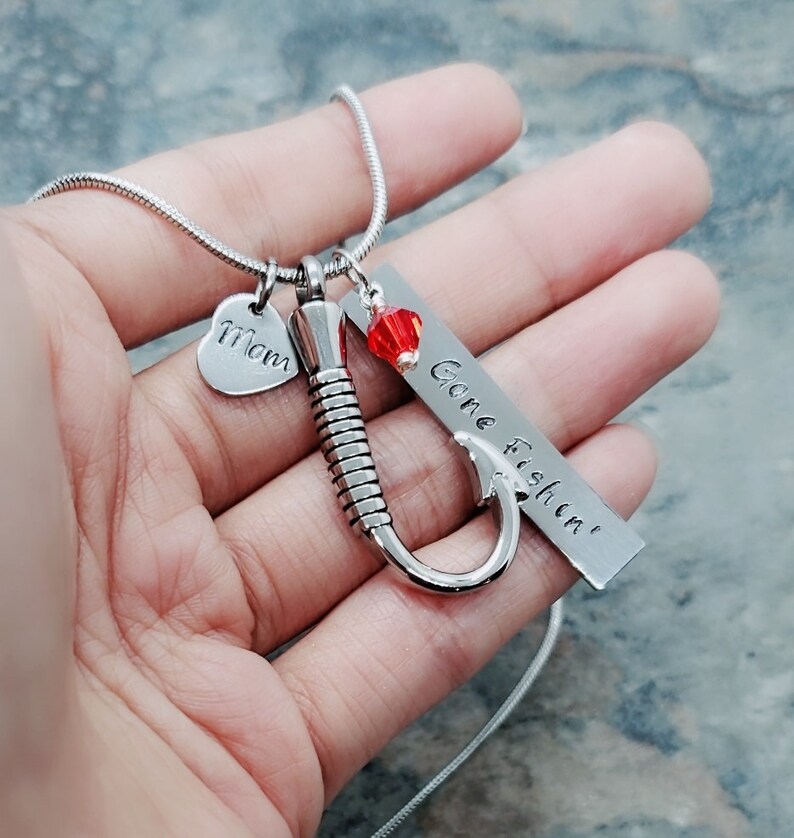 Personalized Fish Hook Cremation Jewelry for Ashes Urn Etsy