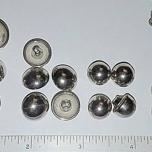 Vintage Destash Buttons / Gold Brass & Silver Tone Domed Ball Shank Back Buttons / 70 Retro Mid Century Shiny Flat and Brushed Metal Buttons image 6