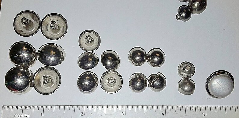 Vintage Destash Buttons / Gold Brass & Silver Tone Domed Ball Shank Back Buttons / 70 Retro Mid Century Shiny Flat and Brushed Metal Buttons image 6