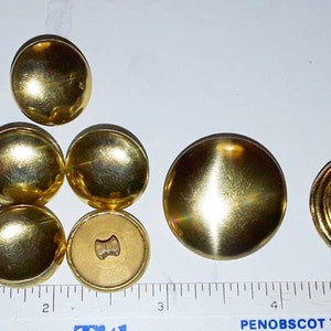 Vintage Destash Buttons / Gold Brass & Silver Tone Domed Ball Shank Back Buttons / 70 Retro Mid Century Shiny Flat and Brushed Metal Buttons image 2