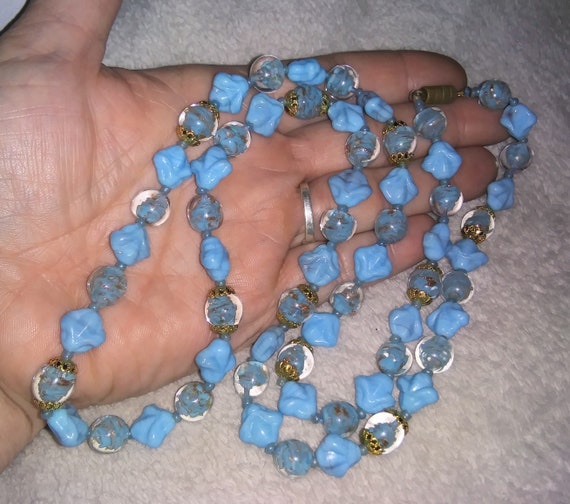 Beautiful Vintage Smurf Blue and Shimmery Gold Ve… - image 1