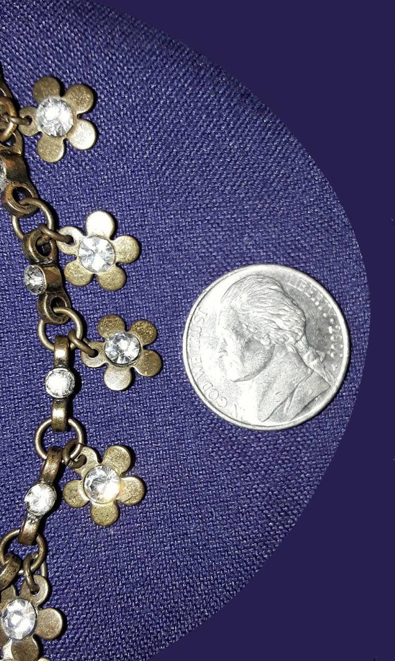 Haskell-esque Antiqued Brass Flower Bib Necklace … - image 4