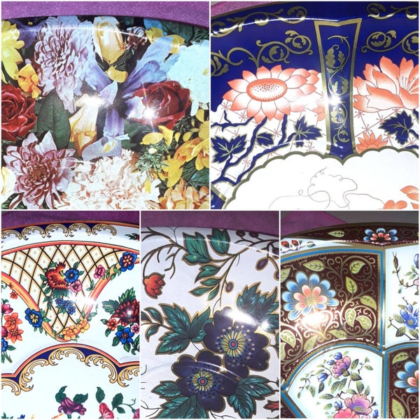 Assortment of 5 Vintage Collectable 1970s Ornate Enameled Fluted Pie Tins by Daher Decorated Ware / Choice of 1 out of 5 Ornate Deep Pie Pan