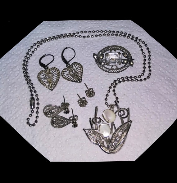 Collection of Elegant Antique 800 Silver Cannetill