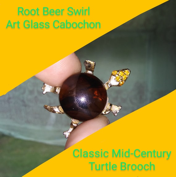Classic Vintage Turtle Brooch with Beautiful Larg… - image 2