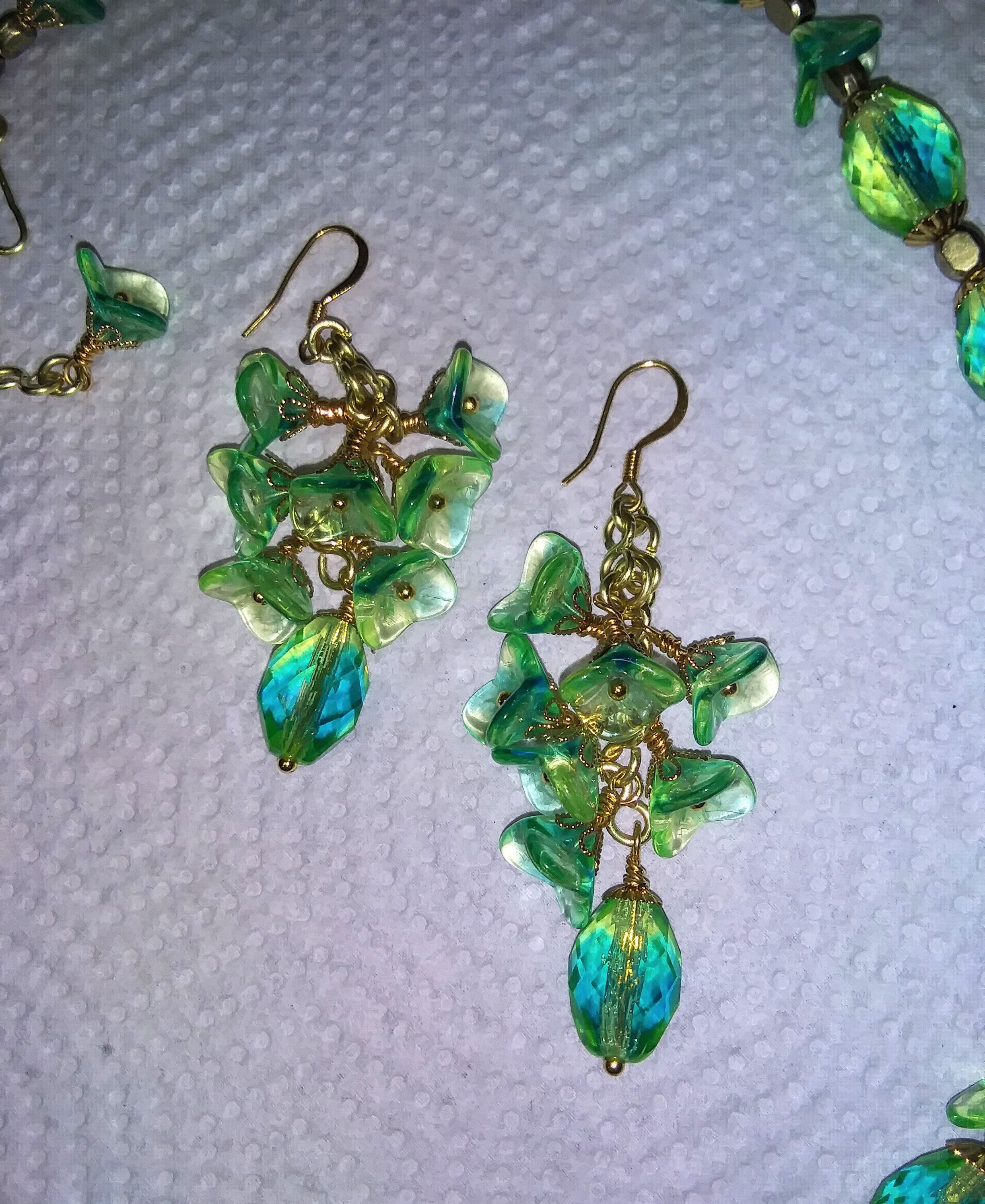 Vivid Green & Blue Czech Uranium Glass Bead Necklace With - Etsy