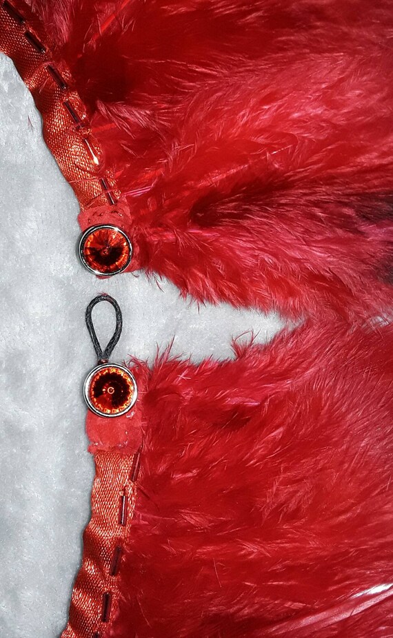 Sexy Vintage Vivid Red Rooster Feather Collar / V… - image 8