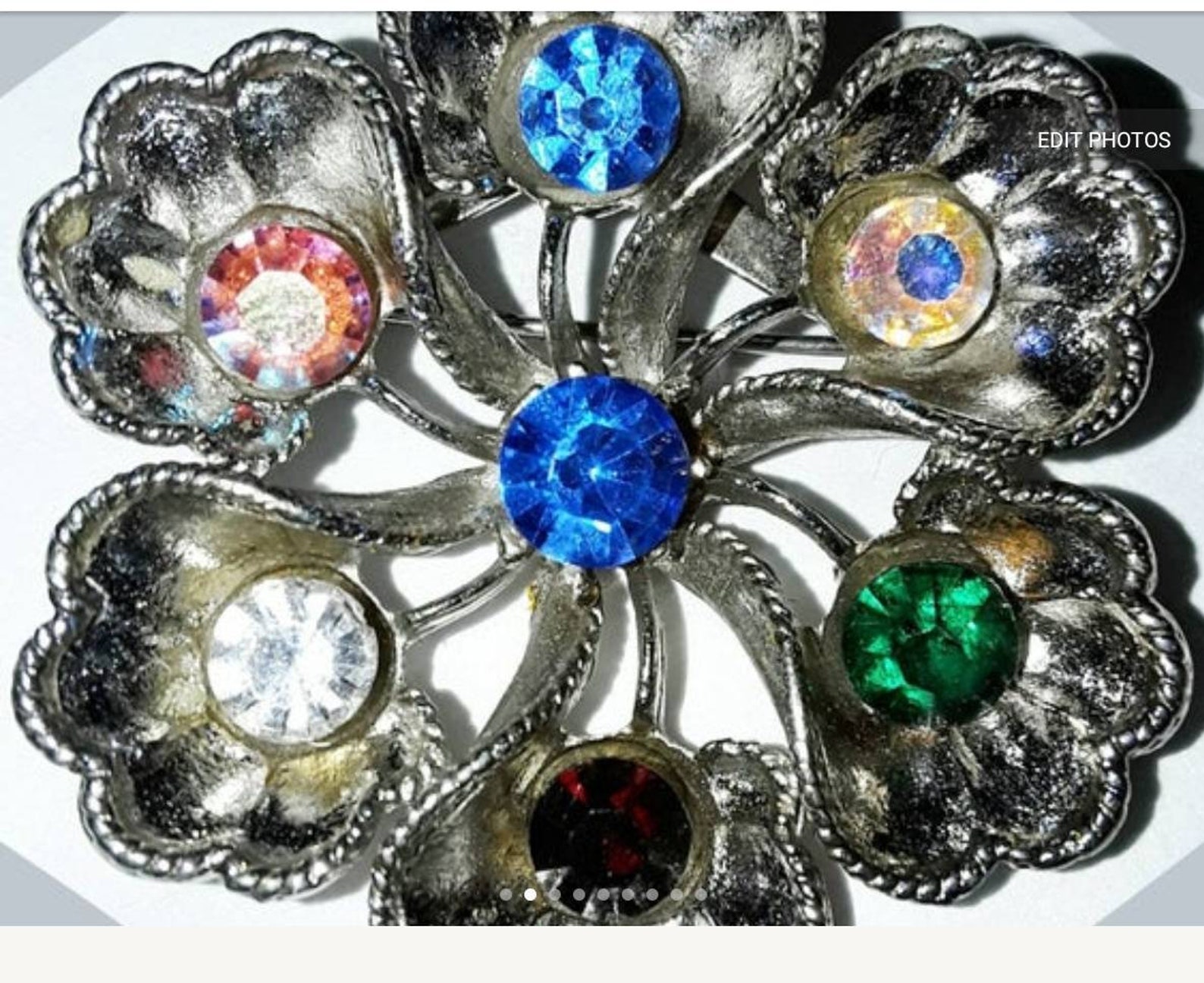 Set of Four Vintage Costume Brooches / Large Molded Sapphire & Etsy