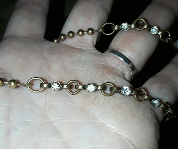 Haskell-esque Antiqued Brass Flower Bib Necklace … - image 6