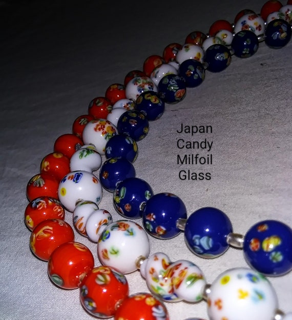 Fantastic Signed Japanese Red White & Blue Candy … - image 2