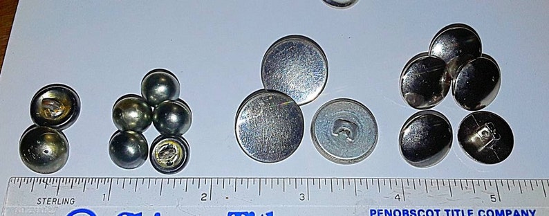 Vintage Destash Buttons / Gold Brass & Silver Tone Domed Ball Shank Back Buttons / 70 Retro Mid Century Shiny Flat and Brushed Metal Buttons image 5