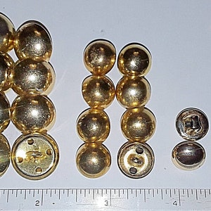 Vintage Destash Buttons / Gold Brass & Silver Tone Domed Ball Shank Back Buttons / 70 Retro Mid Century Shiny Flat and Brushed Metal Buttons image 3